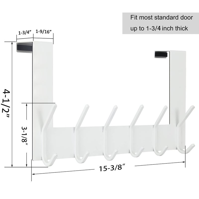 WEBI Over The Door Hook White,Over The Door Towel Rack,Door Hanger,Door Coat Towel Hanger,Door Coat Rack for Hanging Clothes,Jacket,Back of Bathroom,2 Packs - Image 2